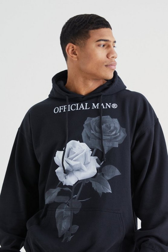 Oversize Hoodie mit Rosen-Print