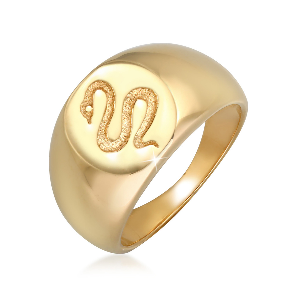 Elli PREMIUM Elli PREMIUM Bague Bague Signet Femme Symbole du Pouvoir du Serpent Chunky en Arg Bague