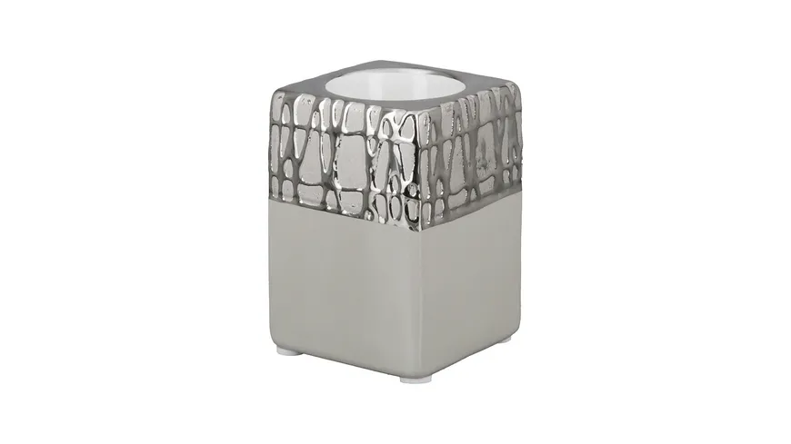 GILDE Teelichthalter Cabrera H=9cm taupe, silber