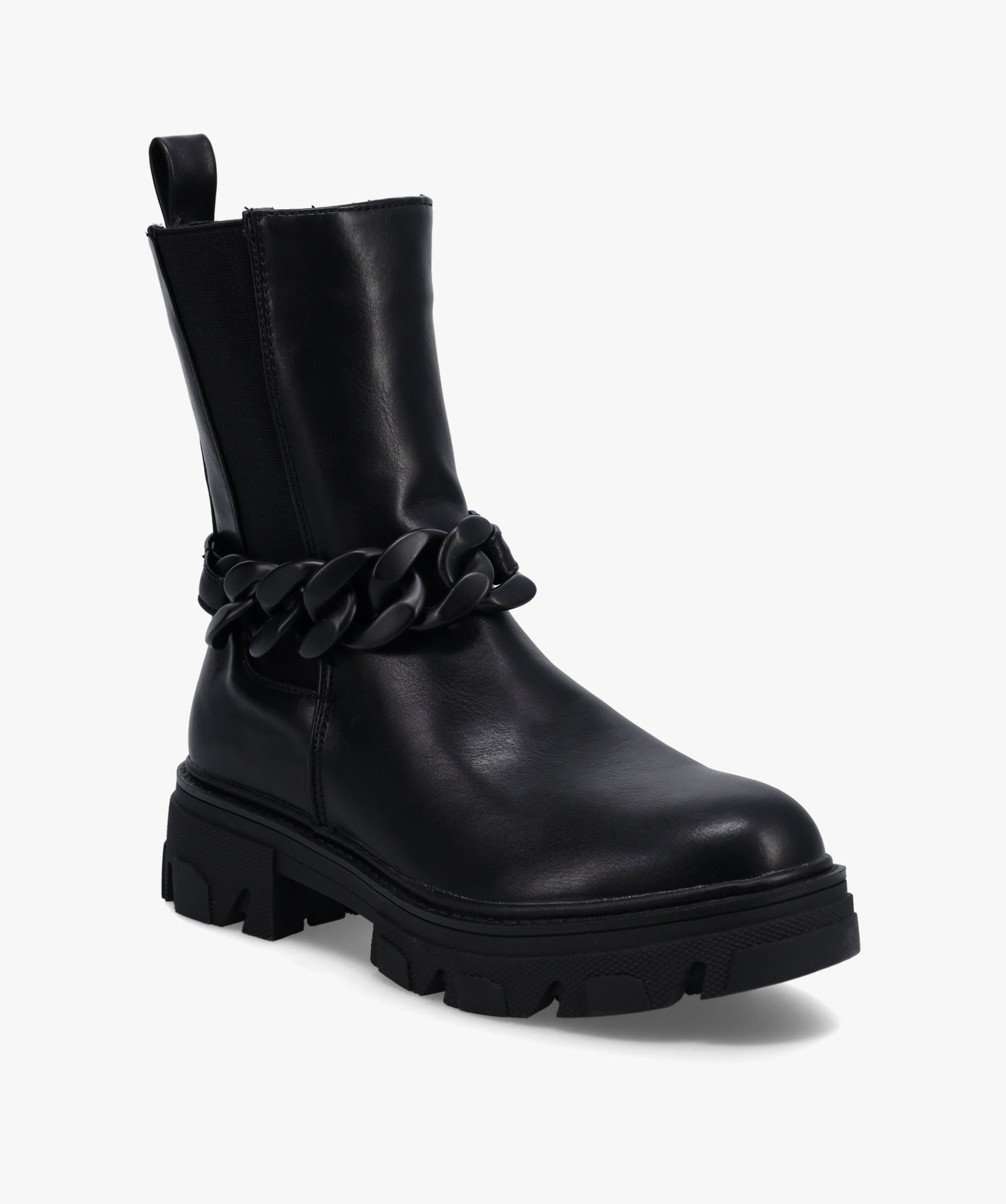 Boots femme à semelle crantée et chaine décorative – Cl... noir | GEMO