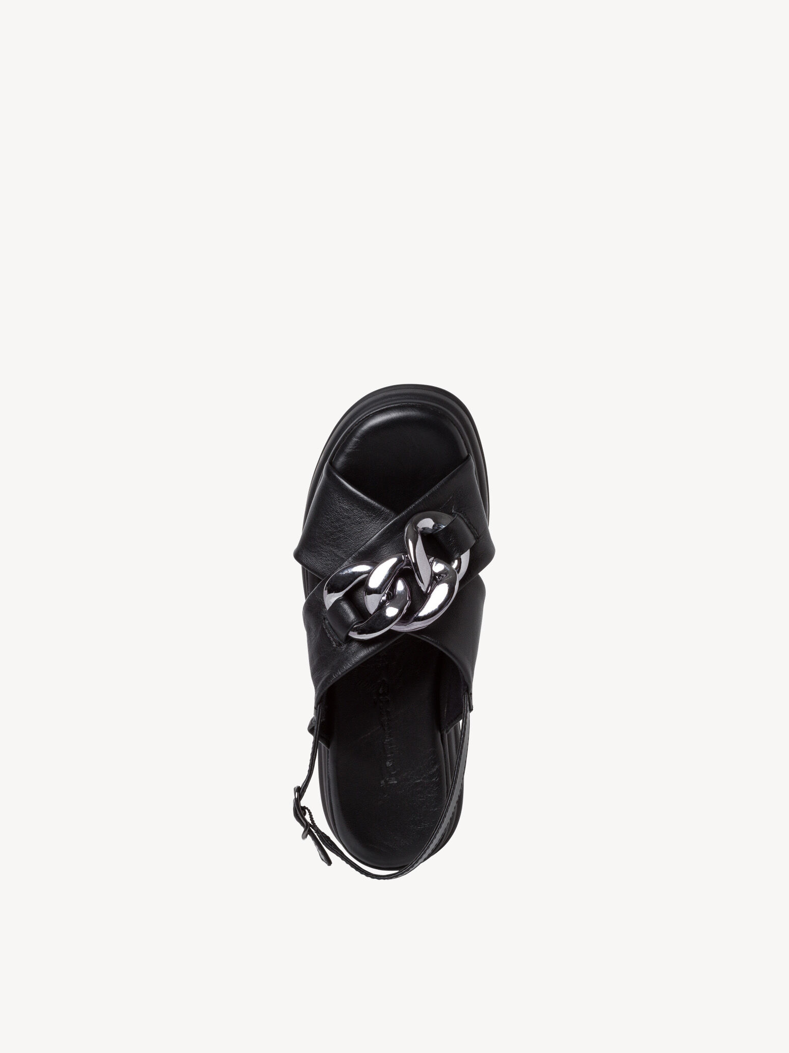 Sandale à talon en cuir - noir