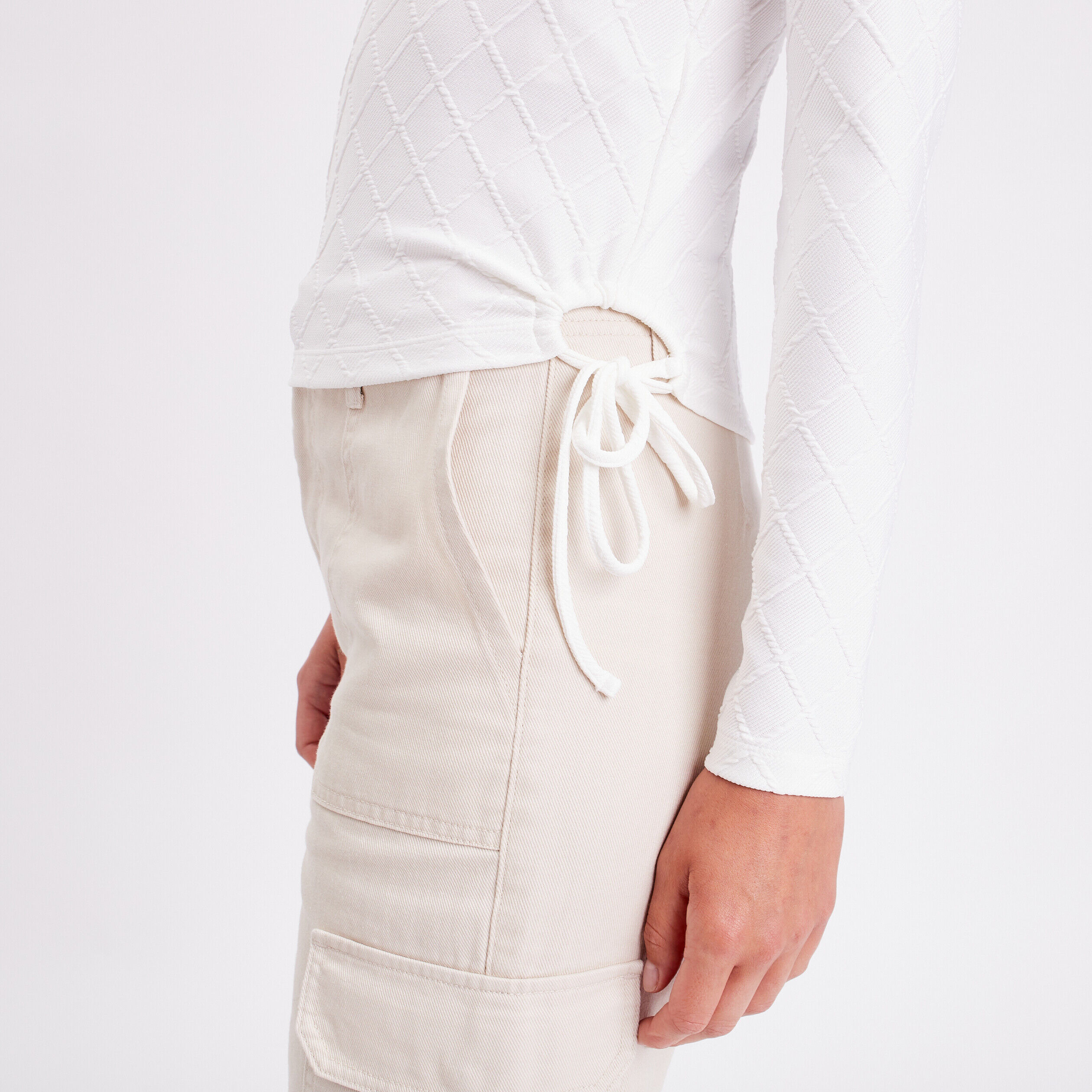 T-shirt avec noeuds ecru femme | Cache Cache