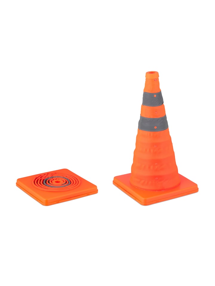relaxdays 2 x Pylone in Orange/ Silber - (B)24,5 x (H)45 x (T)24,5 cm günstig kaufen onesize