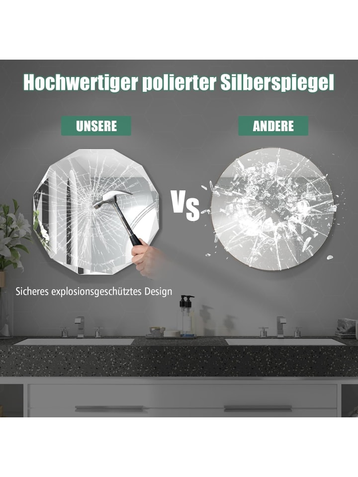 COSTWAY Badspiegel 76x76x5cm in Silber günstig kaufen onesize