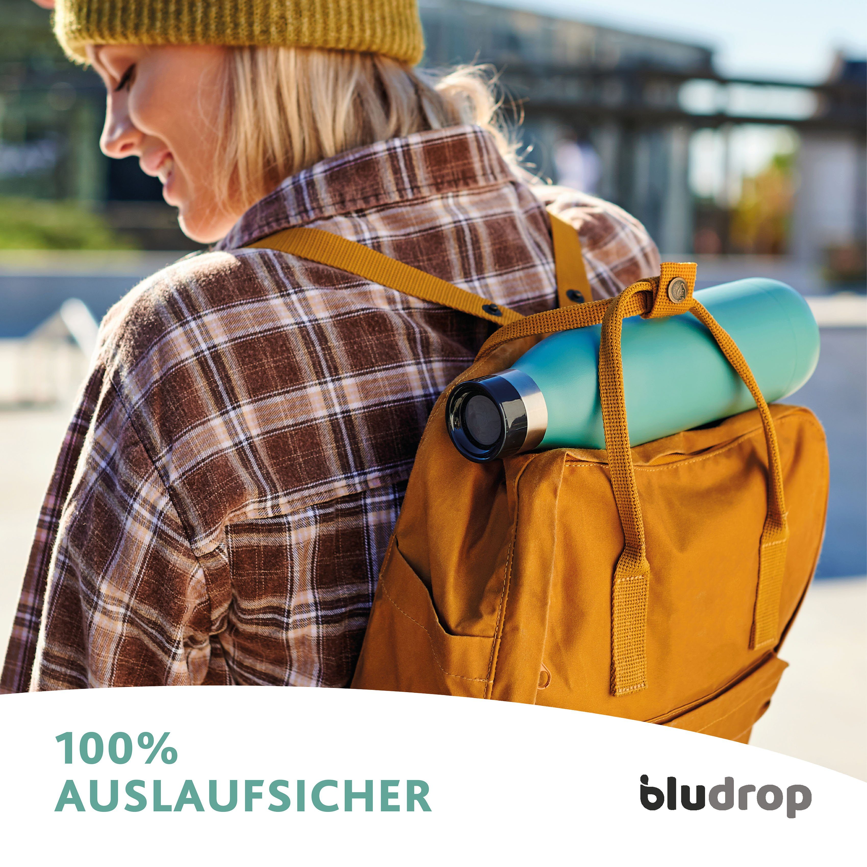 Emsa Trinkflasche Bludrop Color, Edelstahl, Quick-Press Deckel, 12h warm/24h kühl, spülmaschinenfest
