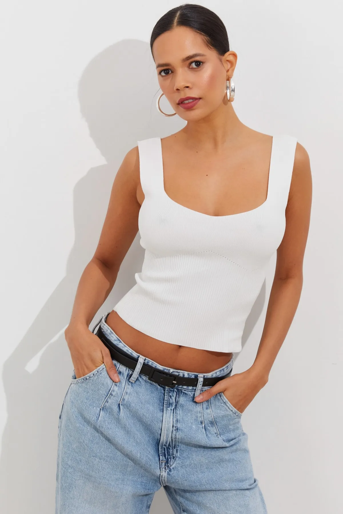 Cool & Sexy  Weißer Damen-Strick-Athlet YV117