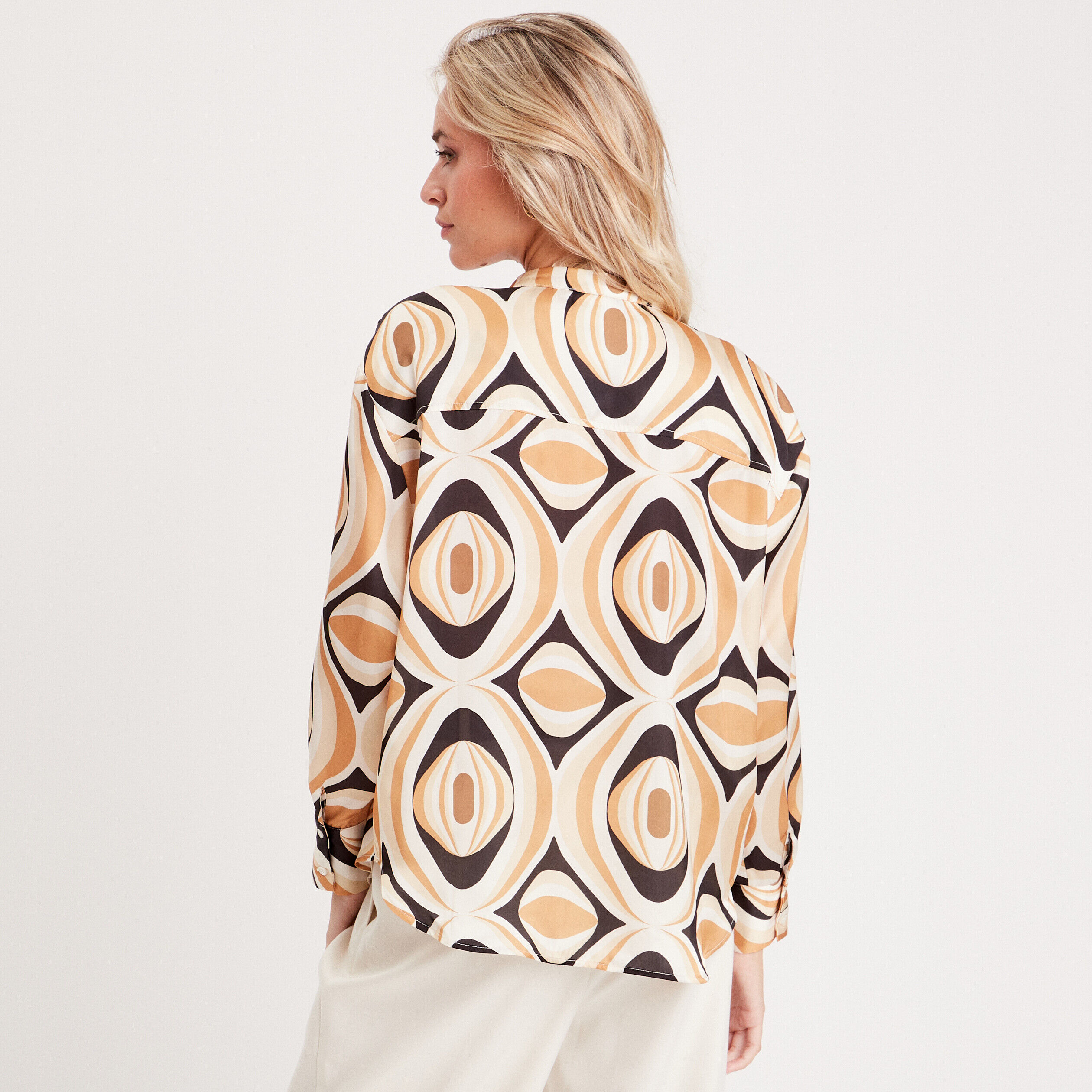 Chemise manches longues beige femme | Cache Cache