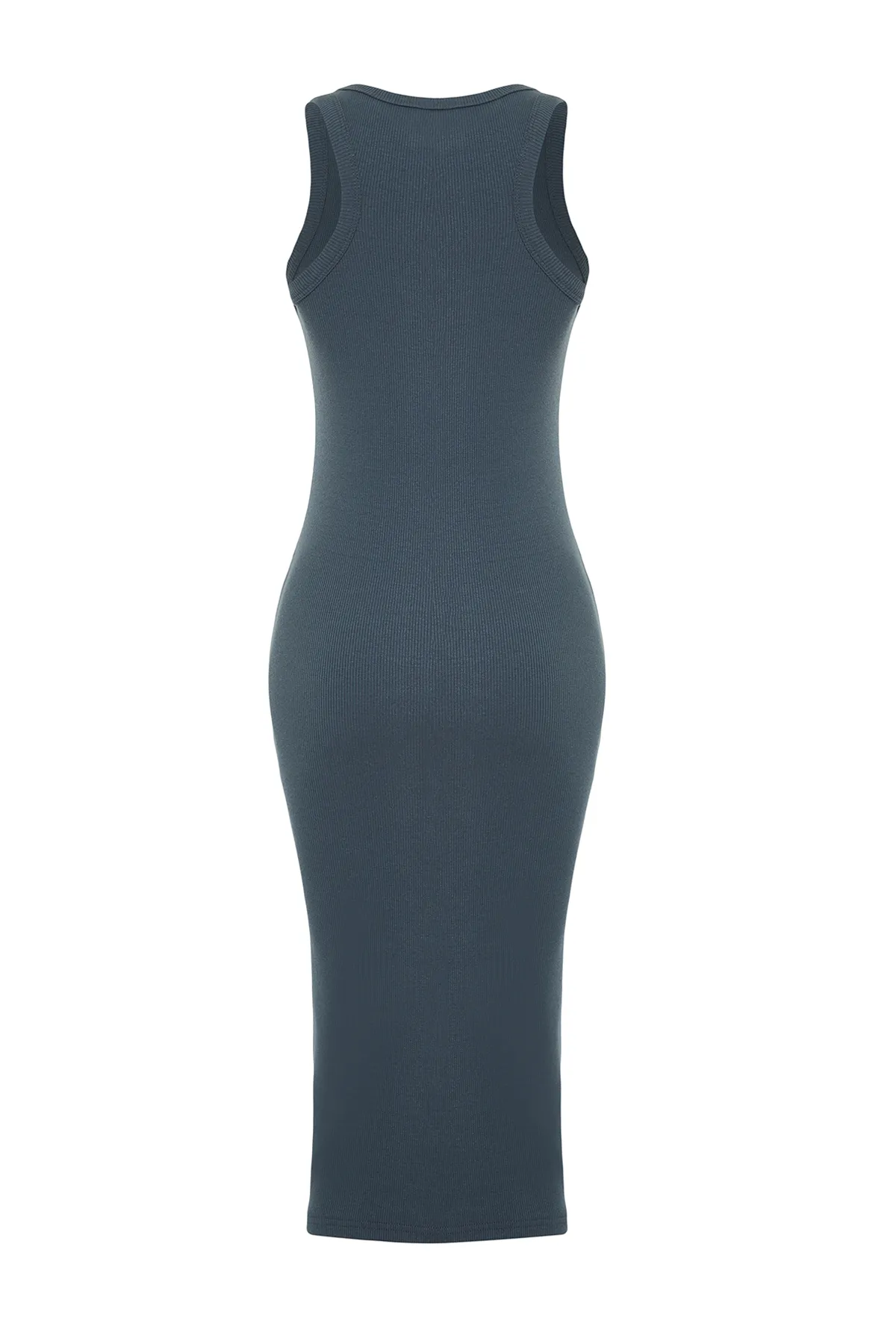 Trendyol Collection  Helles Anthrazit, körperbetontes, flexibles Midi-Bleistiftkleid aus Strick mit Rundhalsausschnitt TWOSS22EL1575