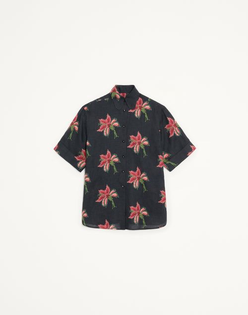 Camisa de linho com estampa floral