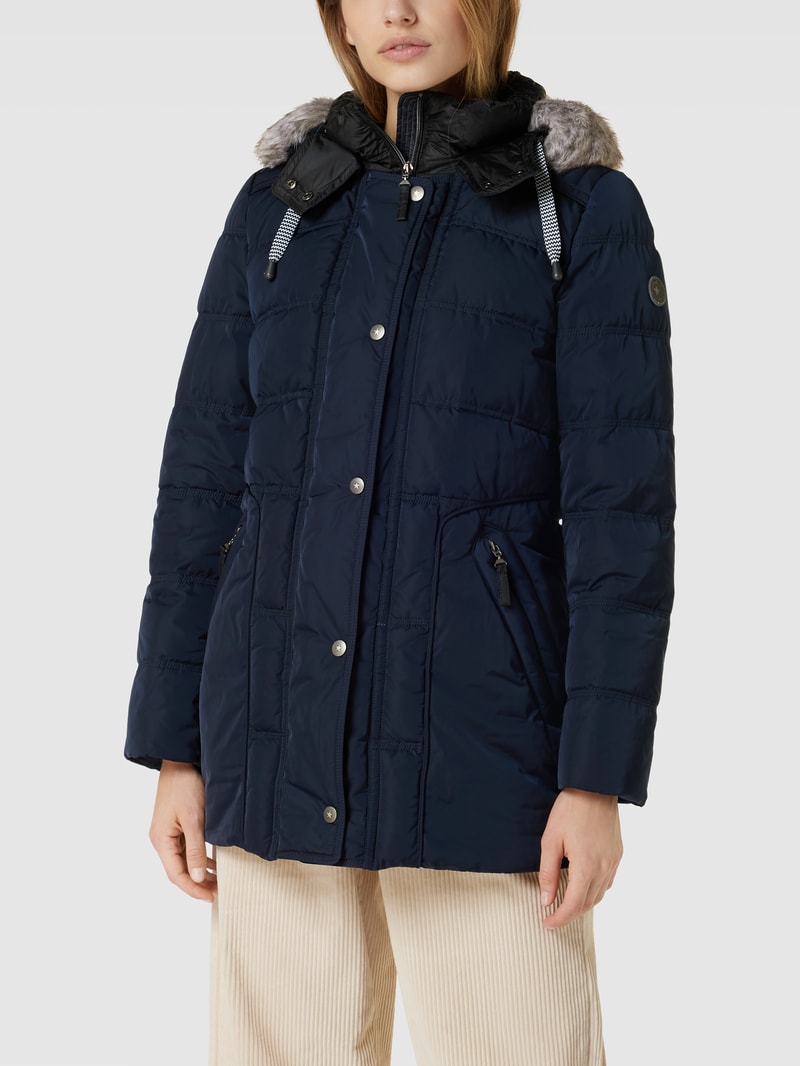 Steppjacke mit abnehmbarer Kapuze in marineblau