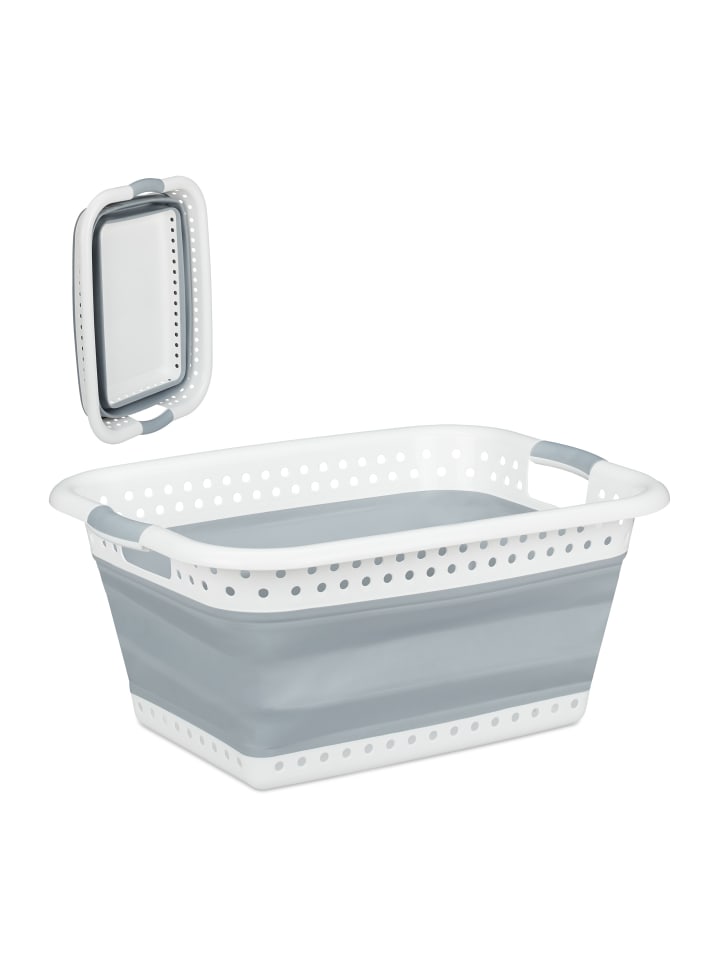 relaxdays Wäschekorb in Grau - (B)61 x (H)27 x (T)45,5 cm günstig kaufen onesize