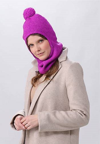 FRAAS Sustainability Edition - Gerippter Strick-Kapuzenschal mit Pompon