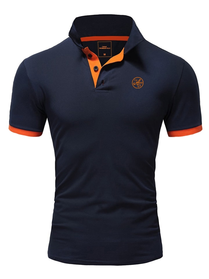 Amaci&Sons Basic Kontrast Polo Shirt MEMPHIS in Navyblau/Orange günstig kaufen