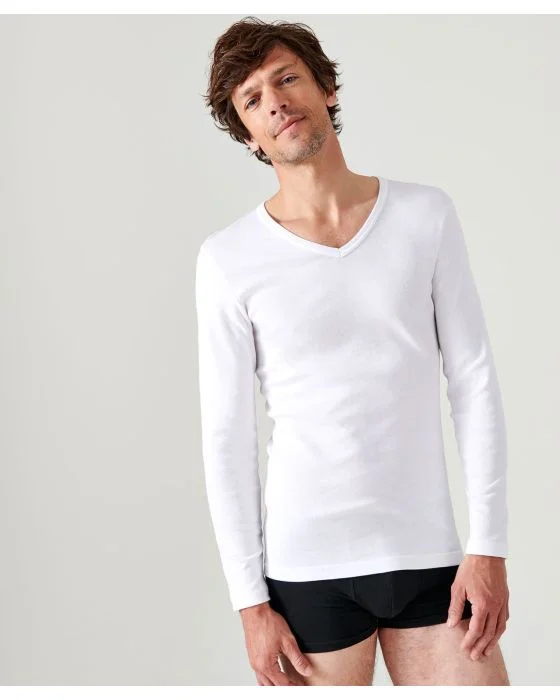 Lot de 2 tee-shirts Essential col V, manches longues