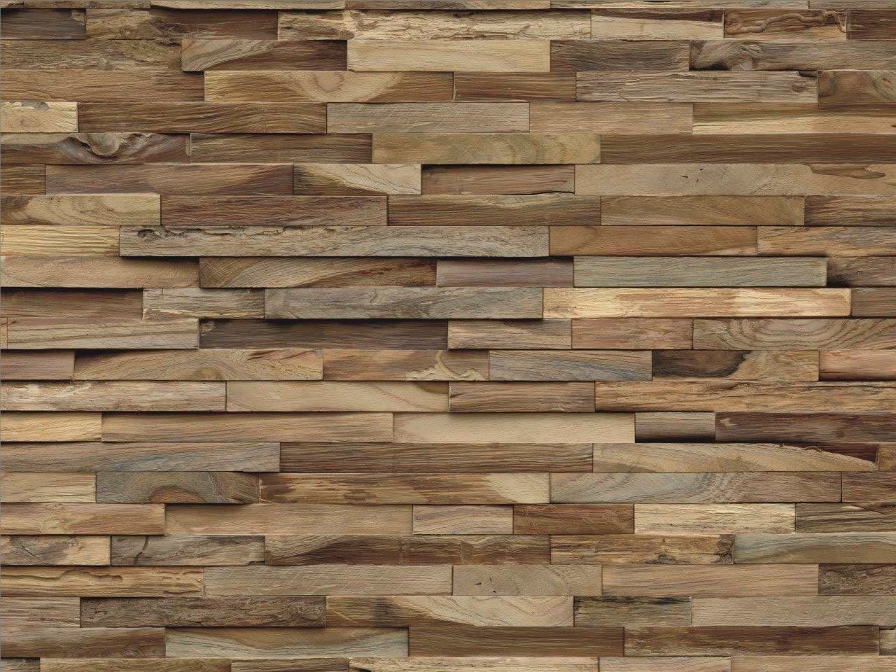 Wandpaneel Indo Echtholzpaneel Teak Elegance, BxL: 20x50 cm, 0,1 qm, (Packung, 10-tlg) schallreduzierende Wandverkleidung mit 3D-Effekt