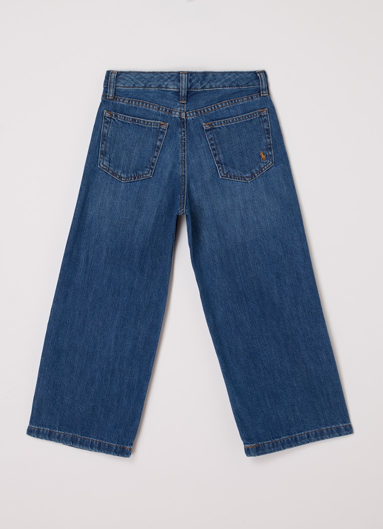 Pantaloni scurți din denim cu talie înaltă și croială largă, de la Ralph Lauren, într-o nuanță medie.