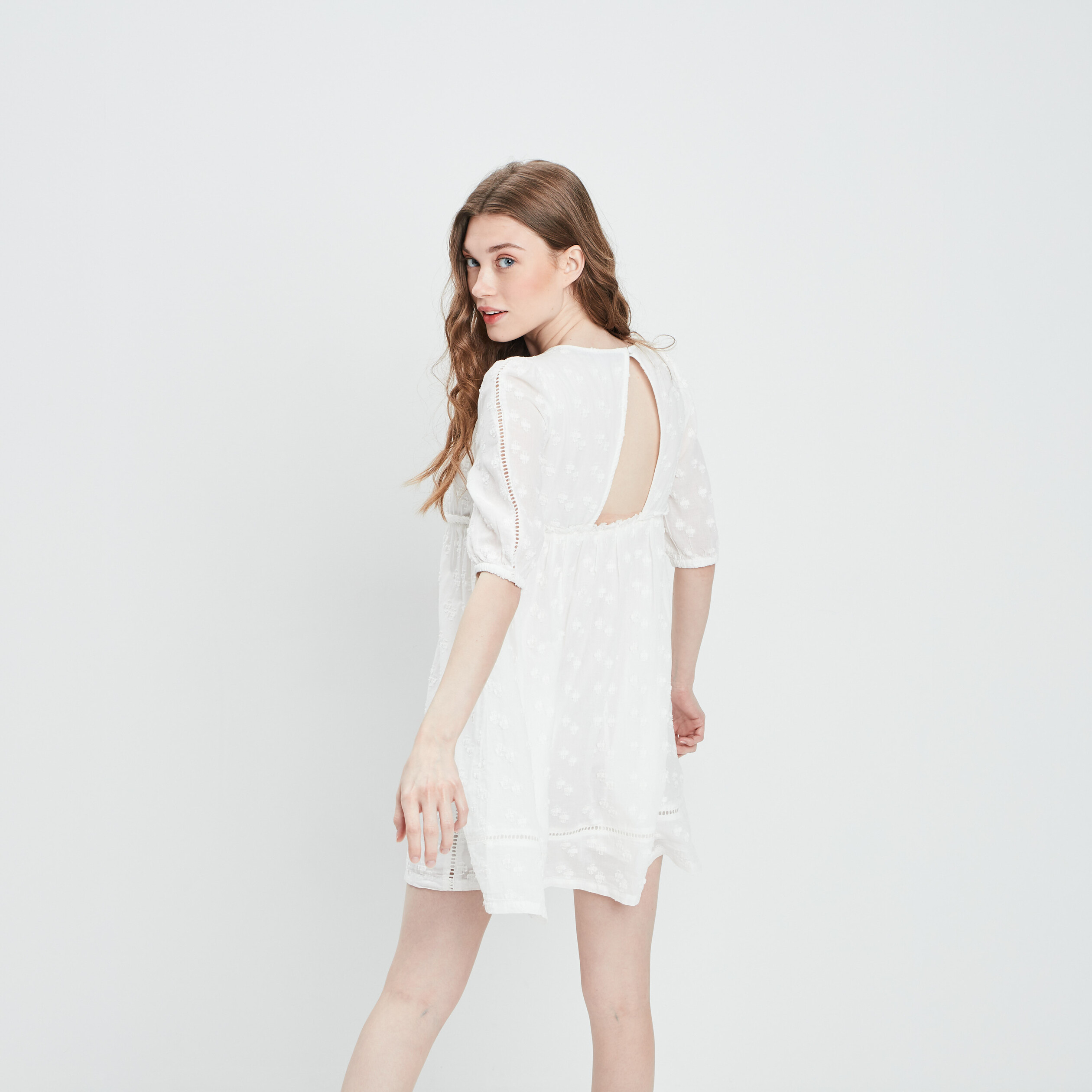 Robe évasée col en V Liberto ivoire femme | La Halle