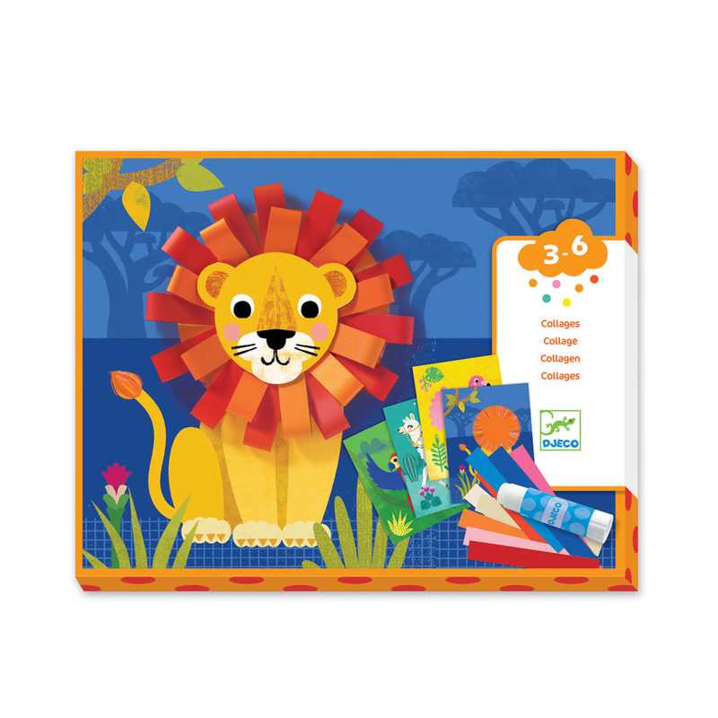 Coffret de collages Lion avec des bouclettes Djeco