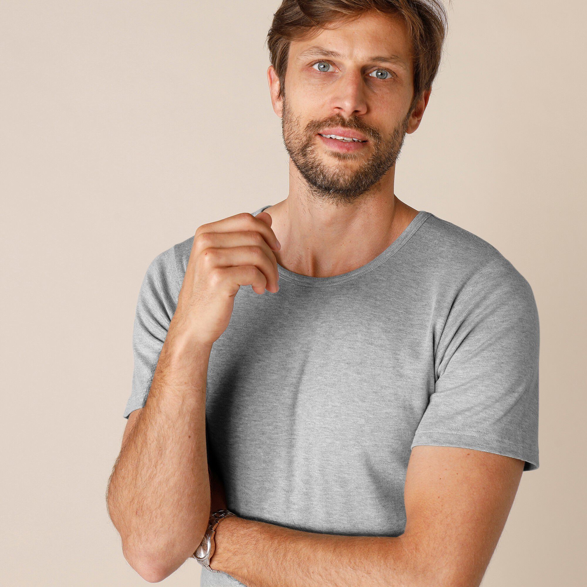 Tee-shirt sous-vêtement homme col rond manches courtes coton