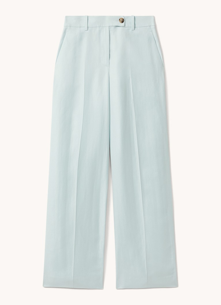 Reiss Lori high waist wide fit trousers in linen blend