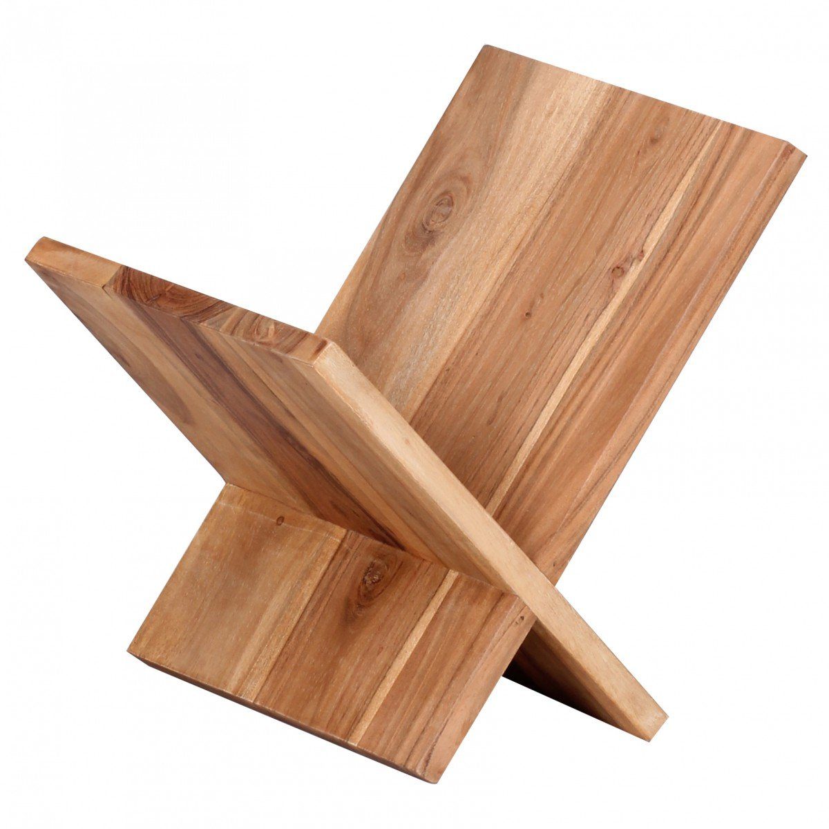 FINEBUY Zeitungsständer SuVa2549_1 (Akazie Massivholz X-Form 31 cm, Prospekthalter), Zeitschriftenständer Modern, Buchständer
