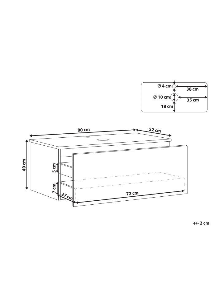 Beliani Badezimmerschrank ALZIRA in Grün - (W) 80 x (H) 40 x (L) 52 cm günstig kaufen onesize