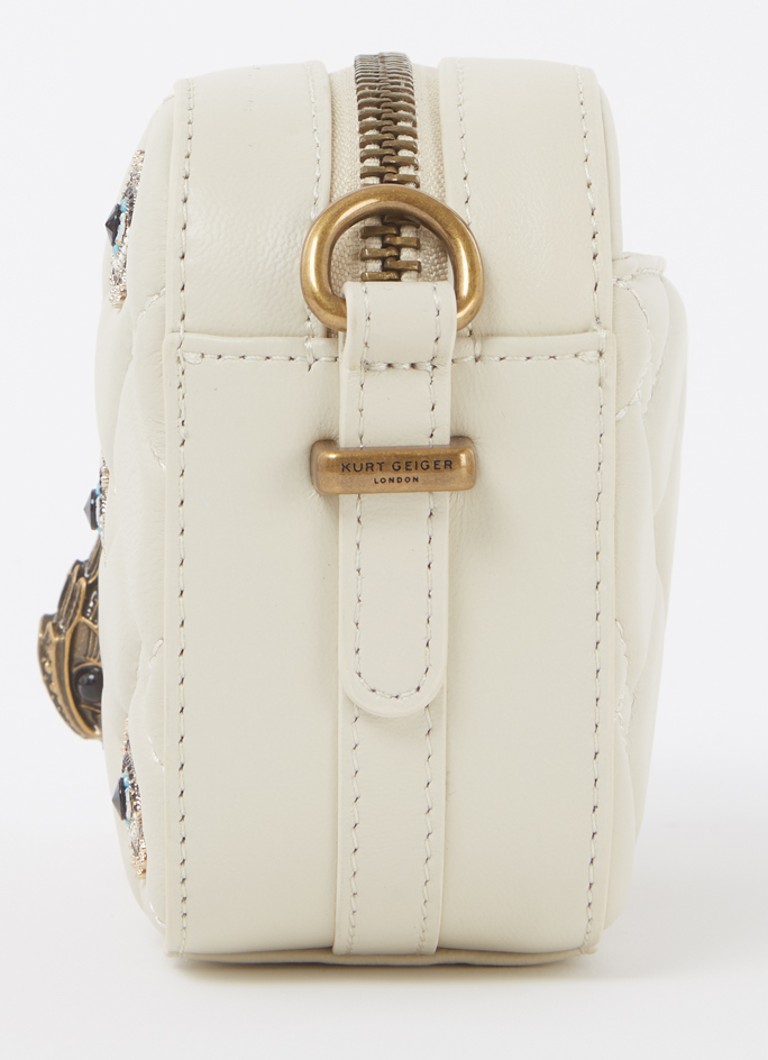 Borsa a tracolla Kensington Small Camera di Kurt Geiger in pelle di agnello trapuntata impreziosita da strass.