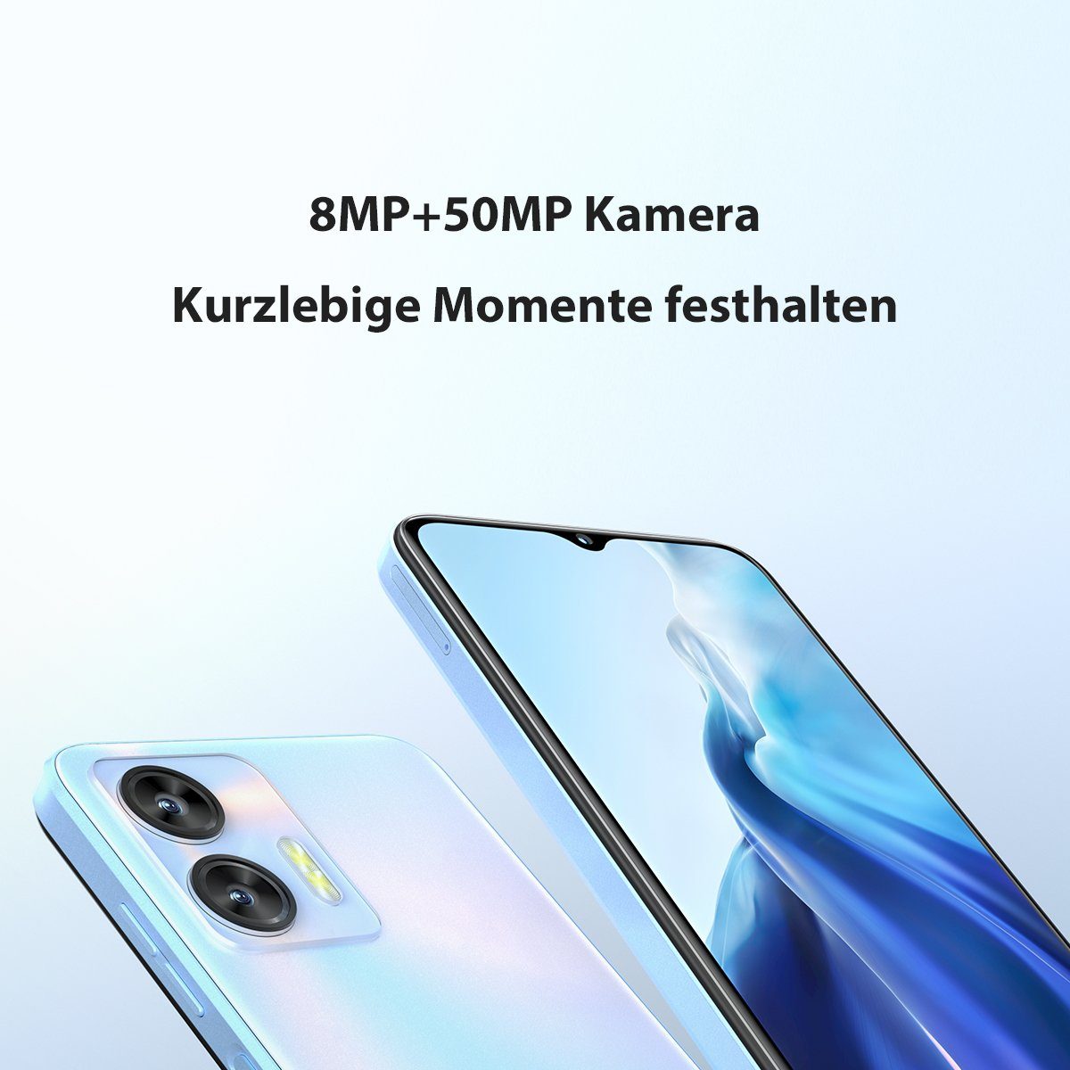 OUKITEL C35, 5150 mAh, 12GB RAM+256GB ROM Smartphone (6,56 Zoll, 256 GB Speicherplatz, 50 MP MP Kamera, buntes Gehäuse, ultradünnes Design)