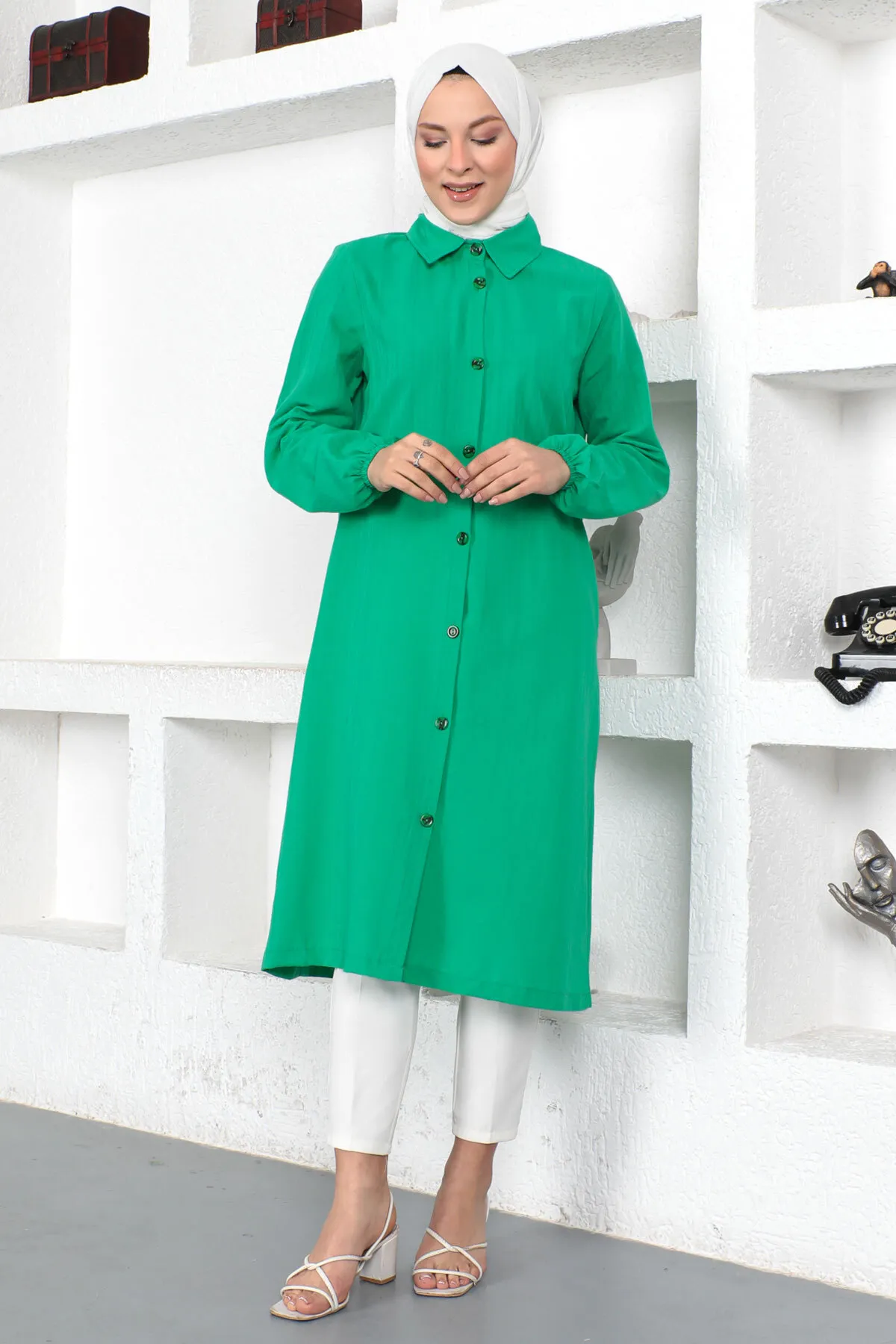 Tesettür Dünyası  Lange Tunika Tsd230359 Benetton Green