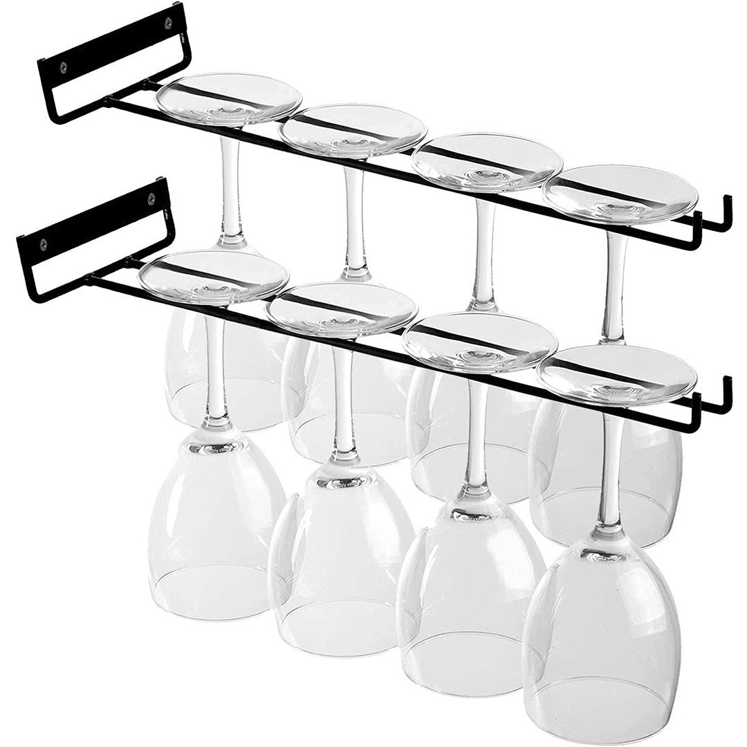 SOTOR Gläserhalter 2 Stück Gläserschiene,Stielgläserregal,Weinglashalter,Weinglas Rack, 2-tlg., Stielgläser Halter Unter Schrank Für Hausbar Küche Bar Pub Restaurant