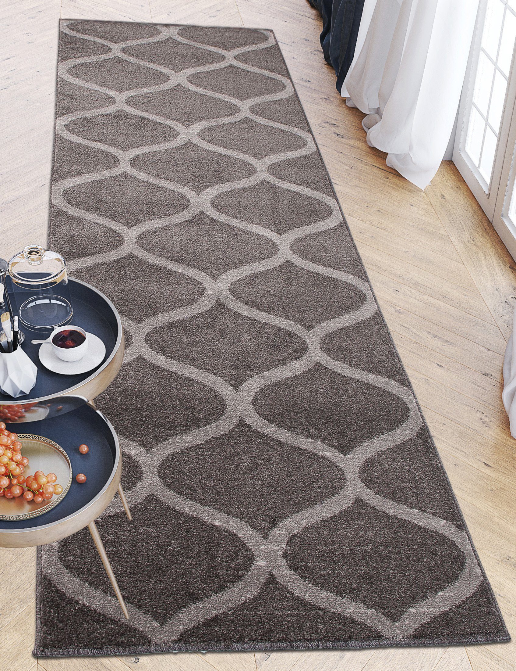 Läufer Läufer Flurläufer Modern für Vorzimmer, Küche - Grau, Mazovia, 70 x 100 cm, Kurzflor, Meterware, Höhe 10 mm, Kurzflor - niedrige Florhöhe