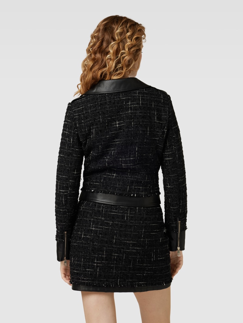 Blazer aus Baumwolle in Bouclé-Optik in schwarz