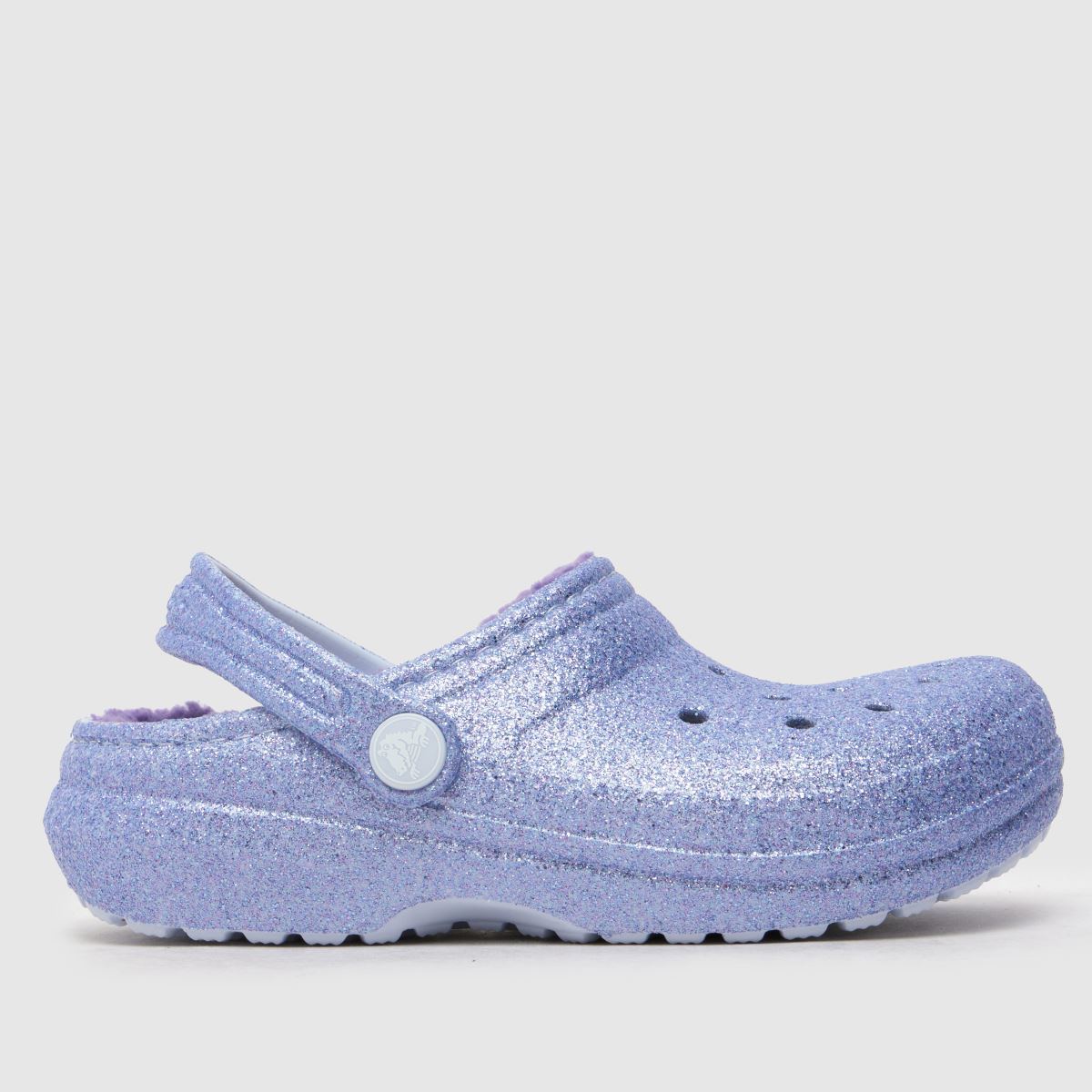 Crocs lila klassiska fodrade glitterträsko flickor juniorsandaler