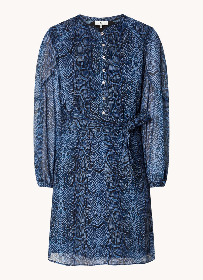 Abito corto a blusa semitrasparente Ansell di Fifth House, con stampa pitonata.