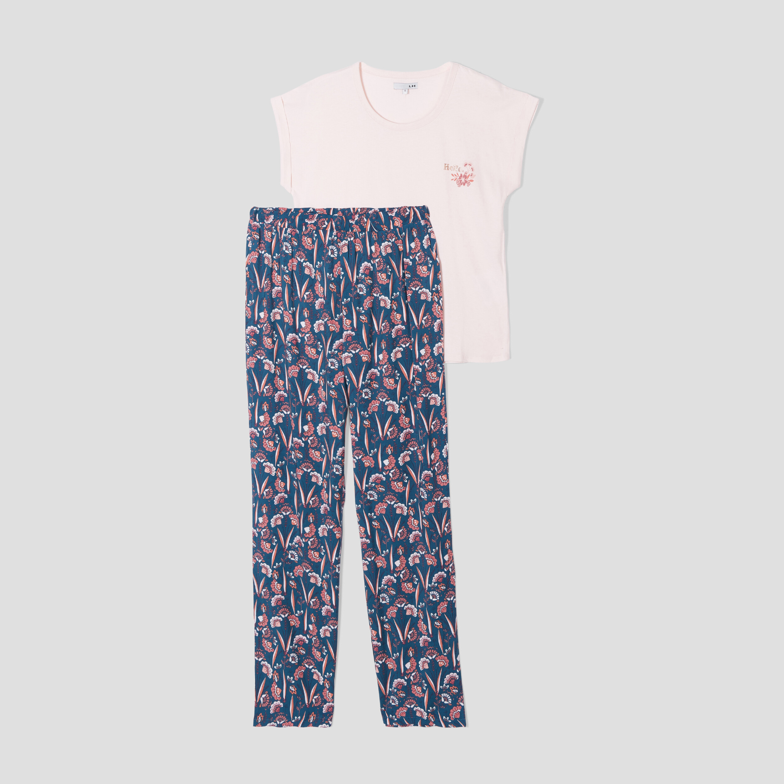 Ensemble pyjama 2 pièces fluide bleu femme | La Halle