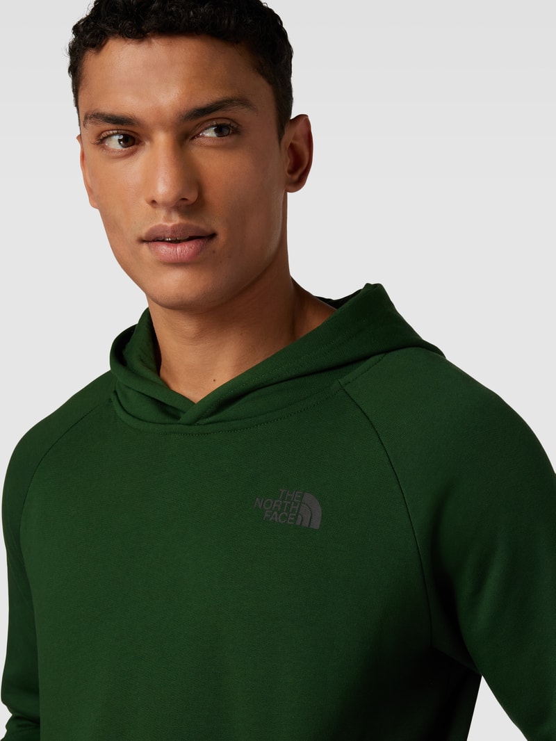 Hoodie mit Label-Print Modell 'RAGLAN' in dunkelgrün