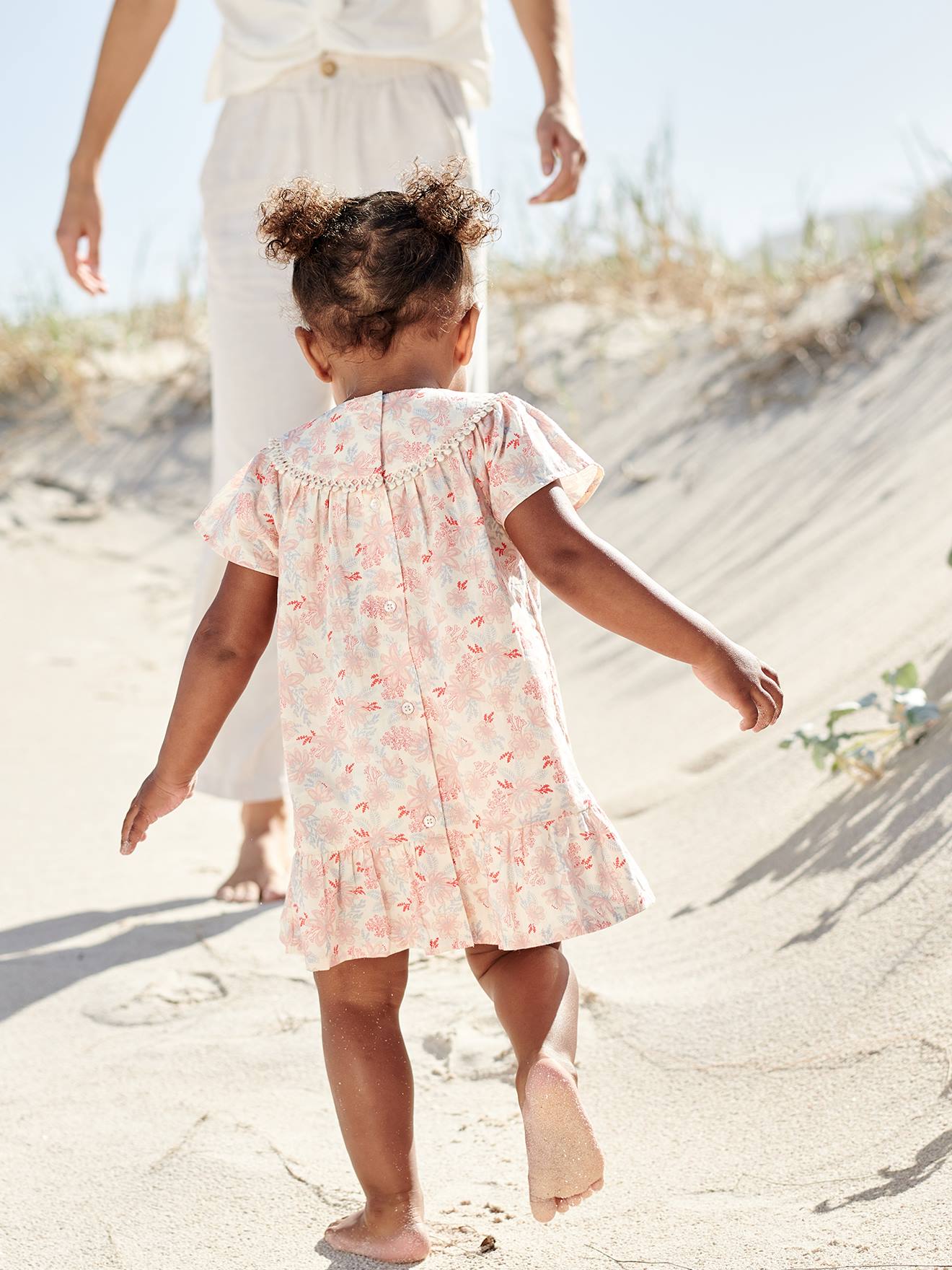 Vertbaudet Mädchen Baby Blumenkleid - wollweiß