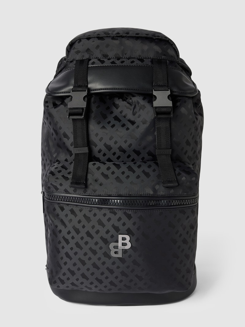 Rucksack mit Allover-Logo Modell 'Bradley' in schwarz
