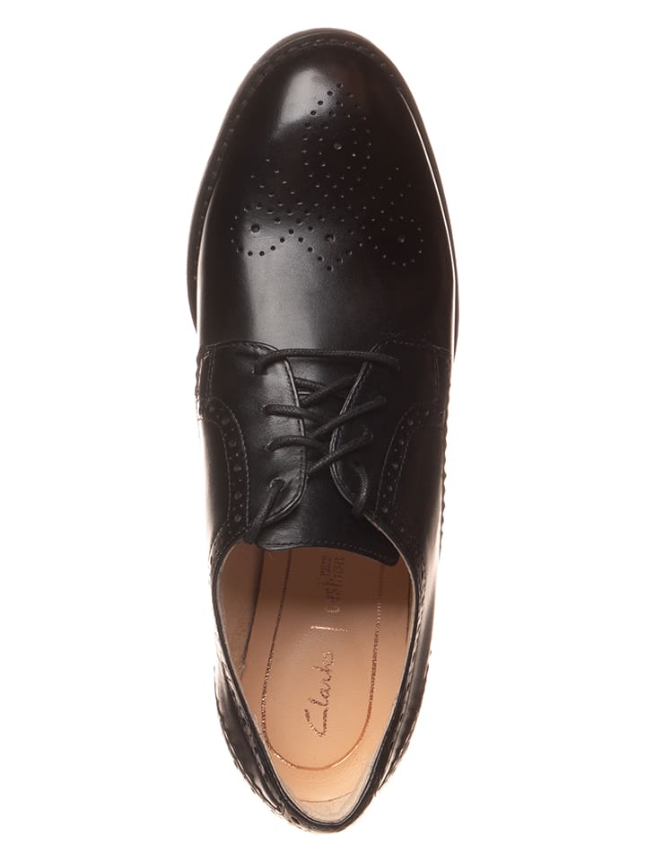 Clarks Leder-Schnürschuhe ''Netley Rose'' in Schwarz günstig kaufen