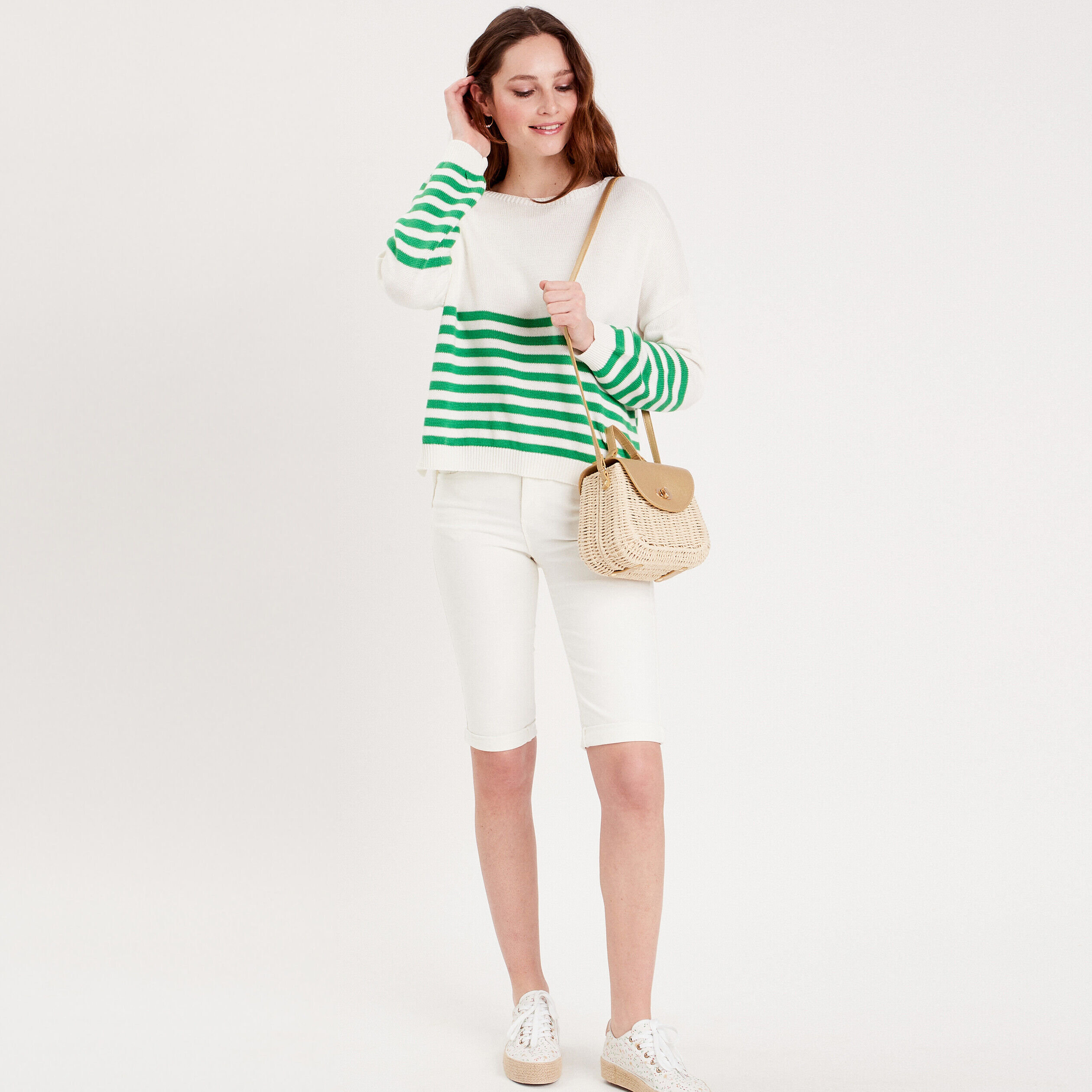 Pull manches longues vert femme | Cache Cache