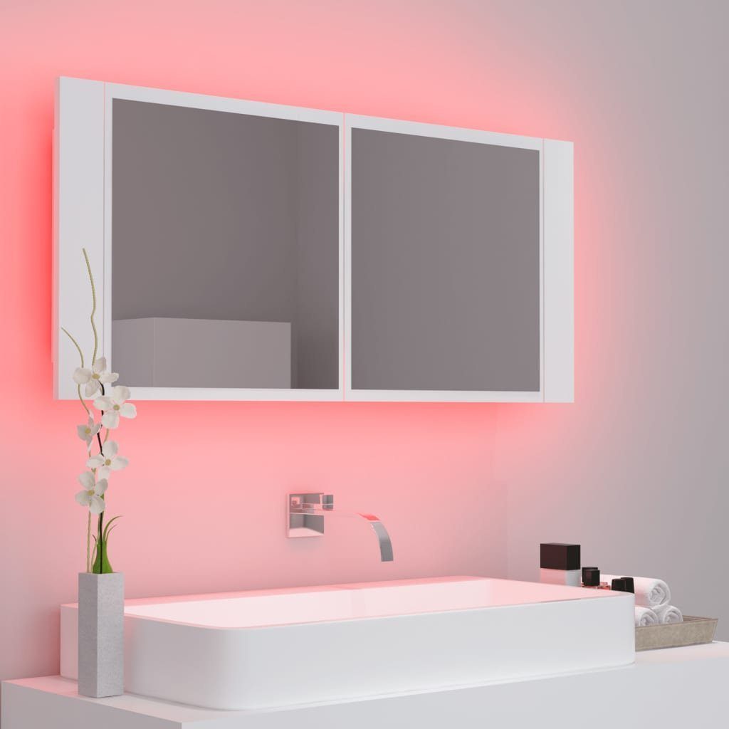 vidaXL Badezimmerspiegelschrank LED-Bad-Spiegelschrank Weiß 100x12x45 cm Acryl (1-St)