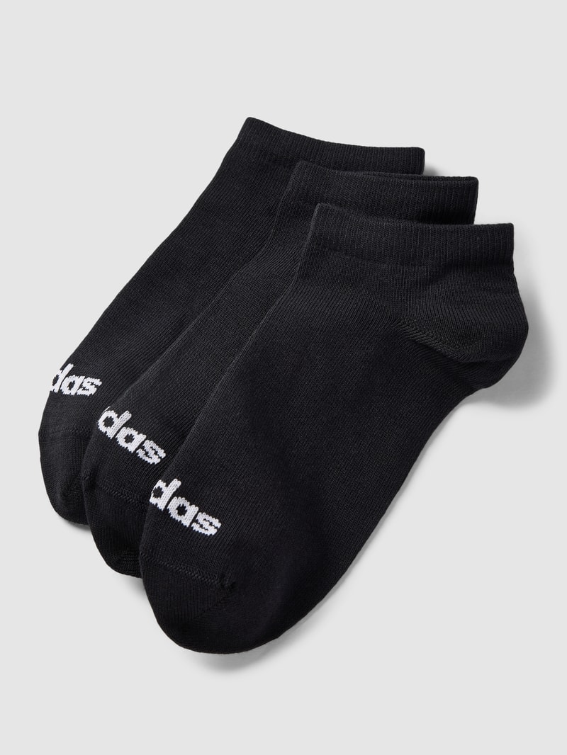 Sneakersocken mit Label-Stitching im 3er-Pack in schwarz