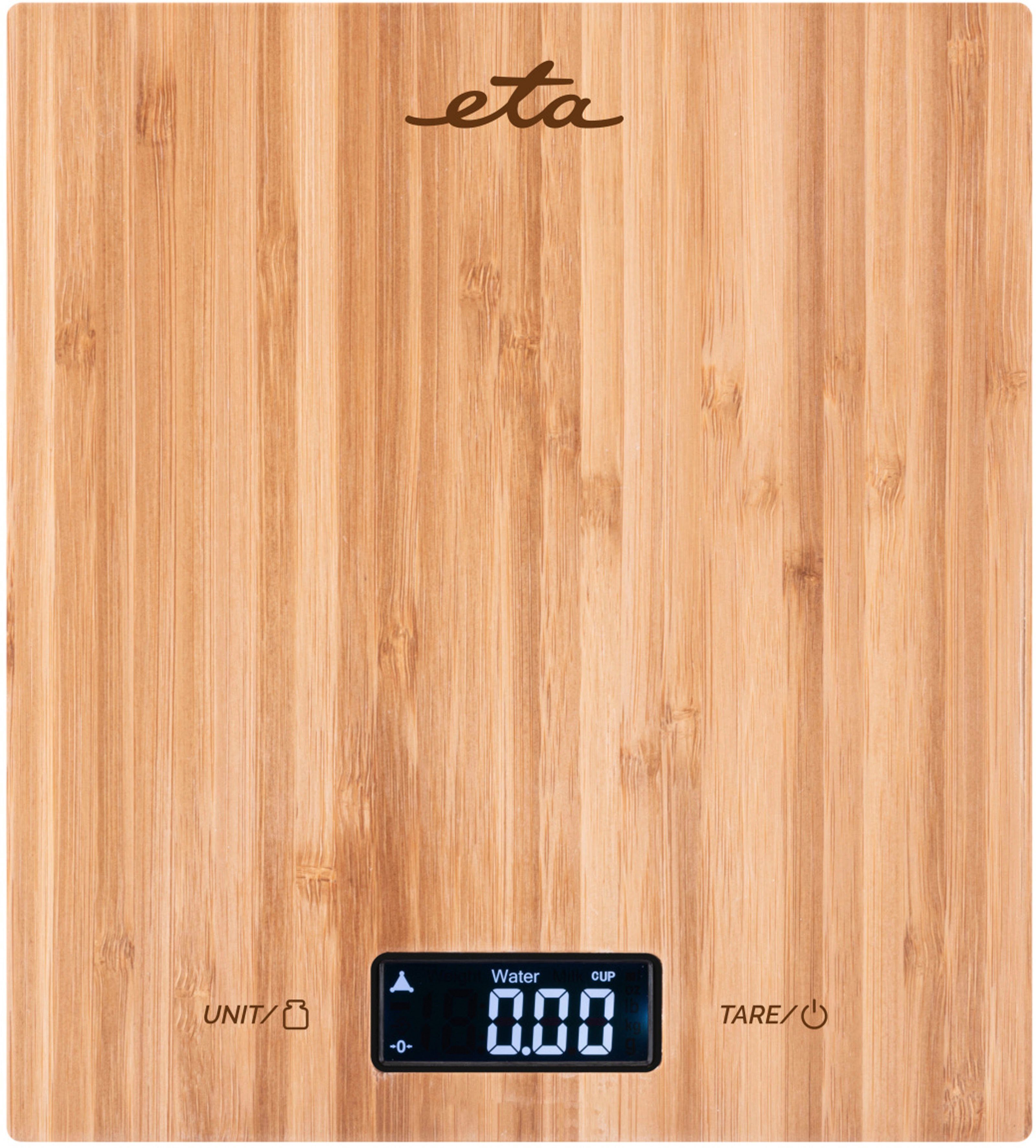 eta Küchenwaage Bambi, ETA977890000, (3-tlg), bis 5kg, Genauigkeit 1g, LCD-Display, TARE, Bambus Design