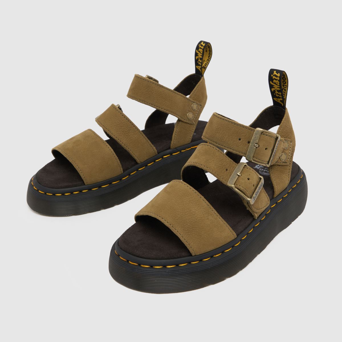 Dr Martens – Gryphon – Khakifärgade sandaler med quad-motiv