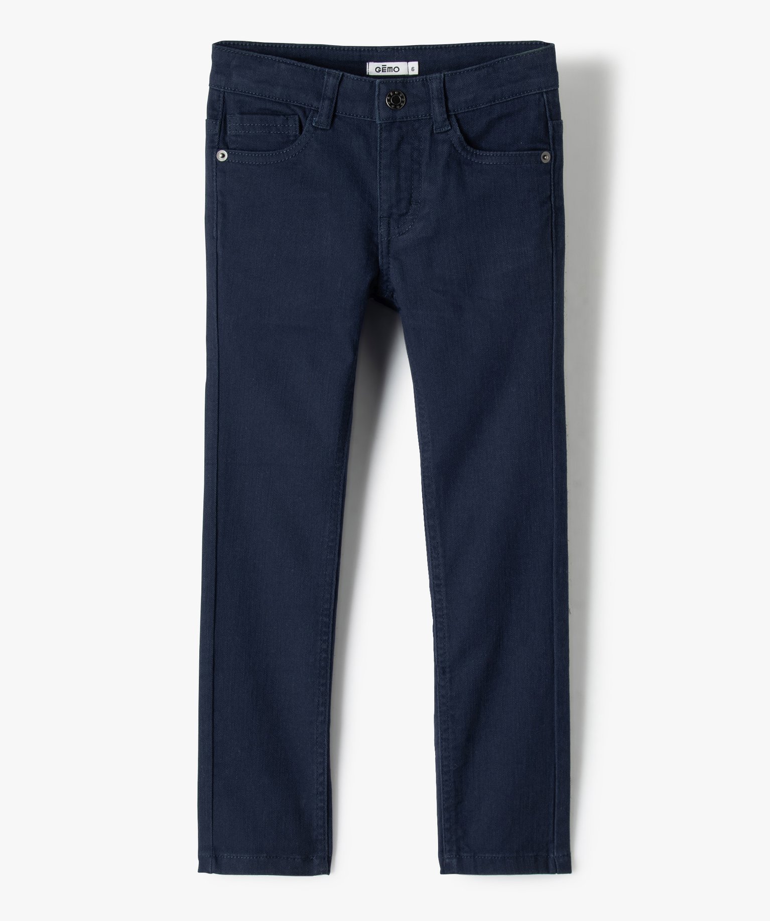 Pantalon Garçon uni coupe Slim extensible marine | GEMO