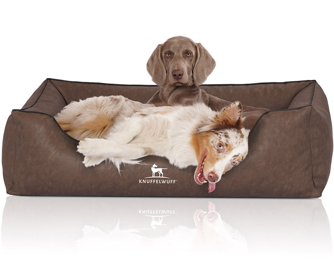 Knuffelwuff Hundebetten Knuffelwuff Hundebett Henderson aus marmoriertem Kunstleder braun XXXL