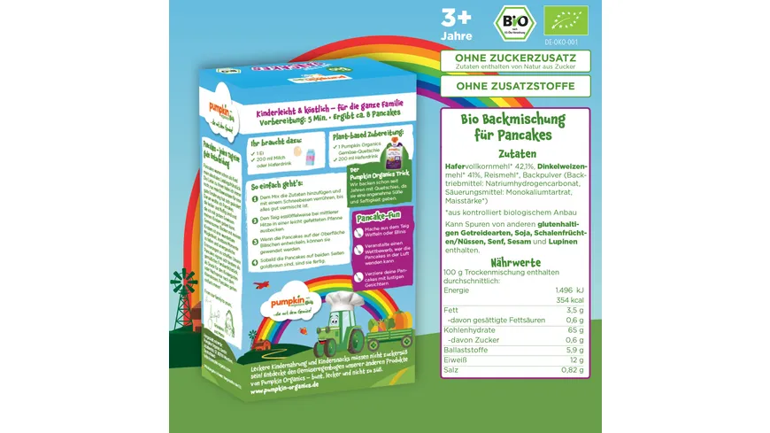 pumpkin organics Bio Hafer & Dinkel Pancakes Backmischung 200 g