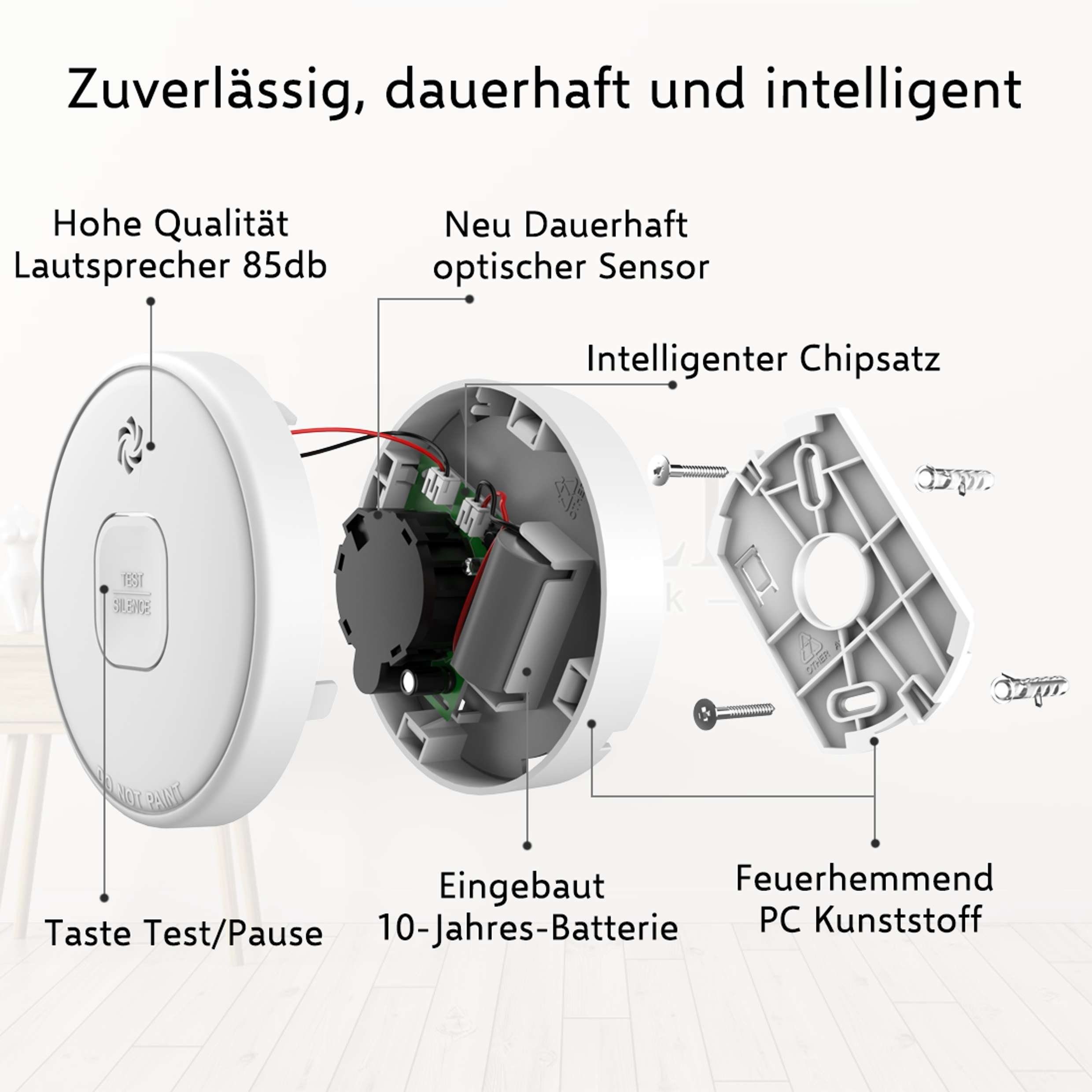 Elro FS201011 Rauchmelder (mit 10-Jahres-Batterie, Remove Hitzewarnmelder)