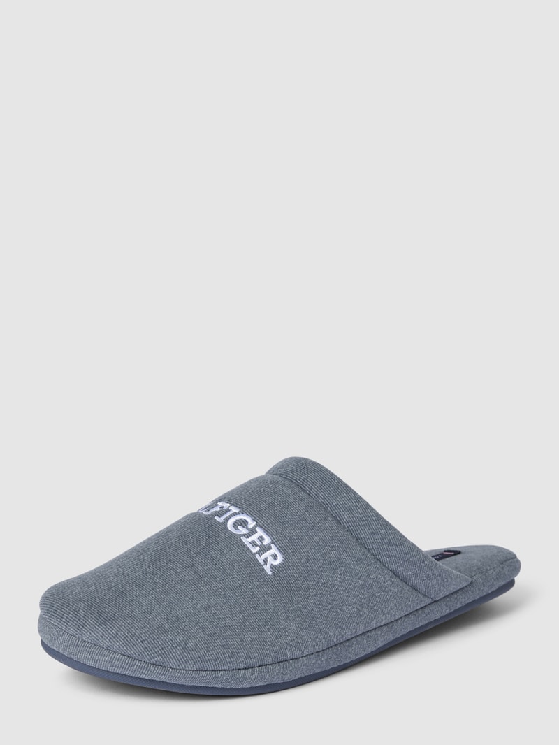 Hausschuhe mit Label-Stitching in schwarz