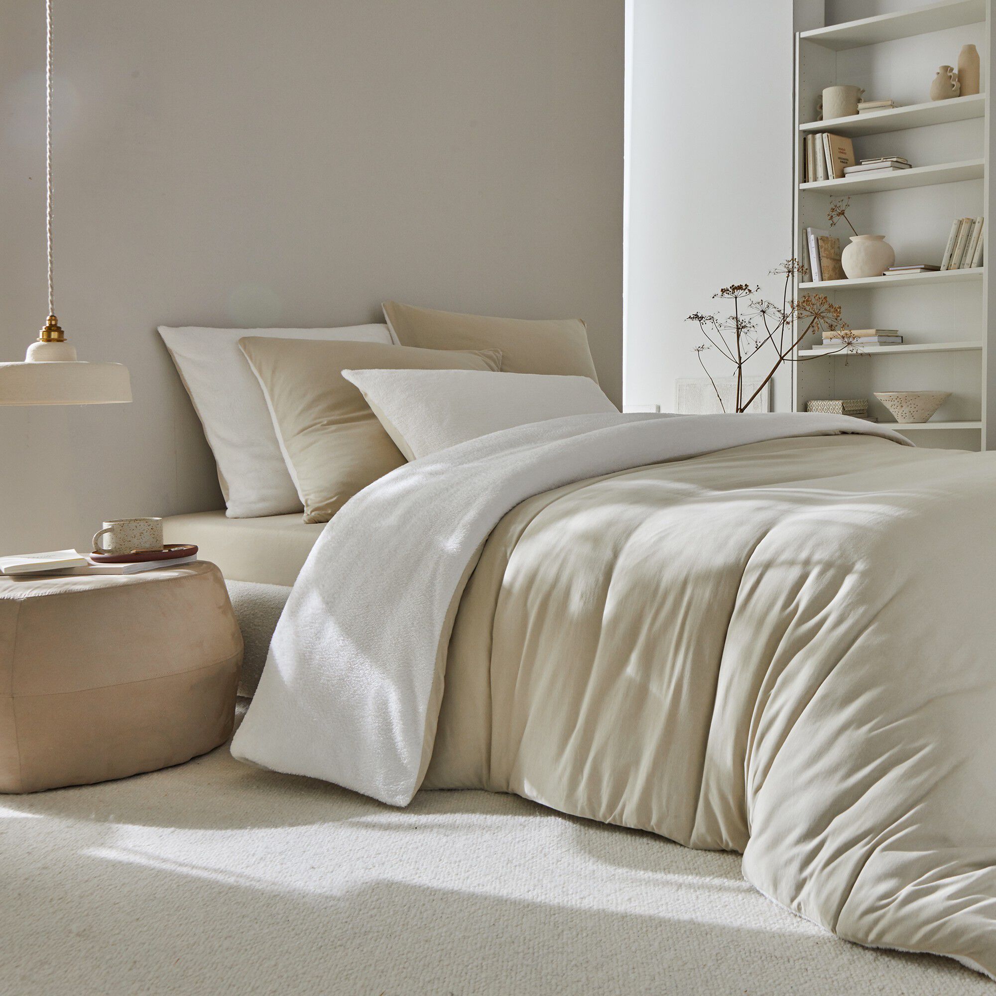 Linge de lit réversible jersey polaire toucher peluche